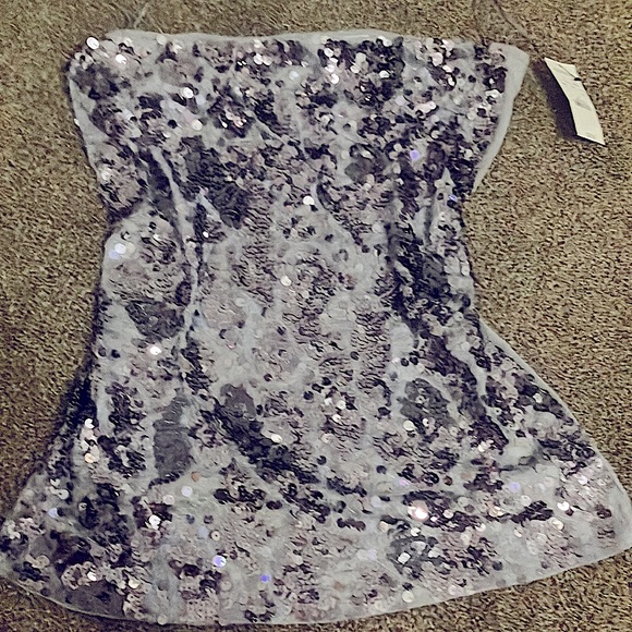 Small, Tube top with sequins, Brand: Express, grey-ish lavender color - Picture 1 of 2